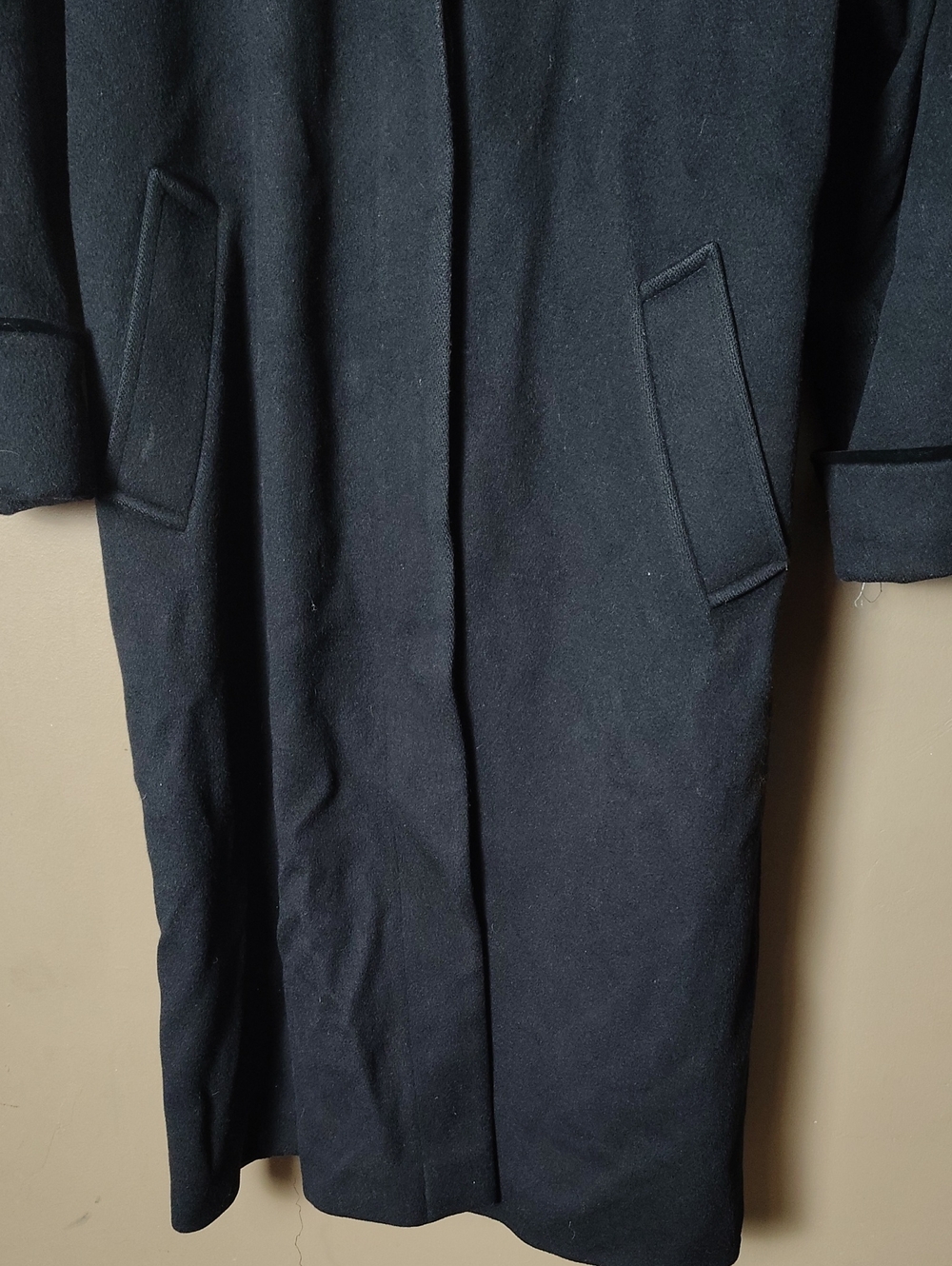 Forecaster Long Black Full Button Lined Wool Coat W Velour Collar Size 12 - Picture 7 of 9